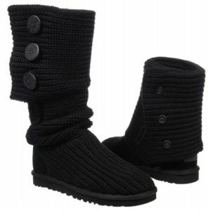 UGG Classic Cardy Black Knit Boots Size 7